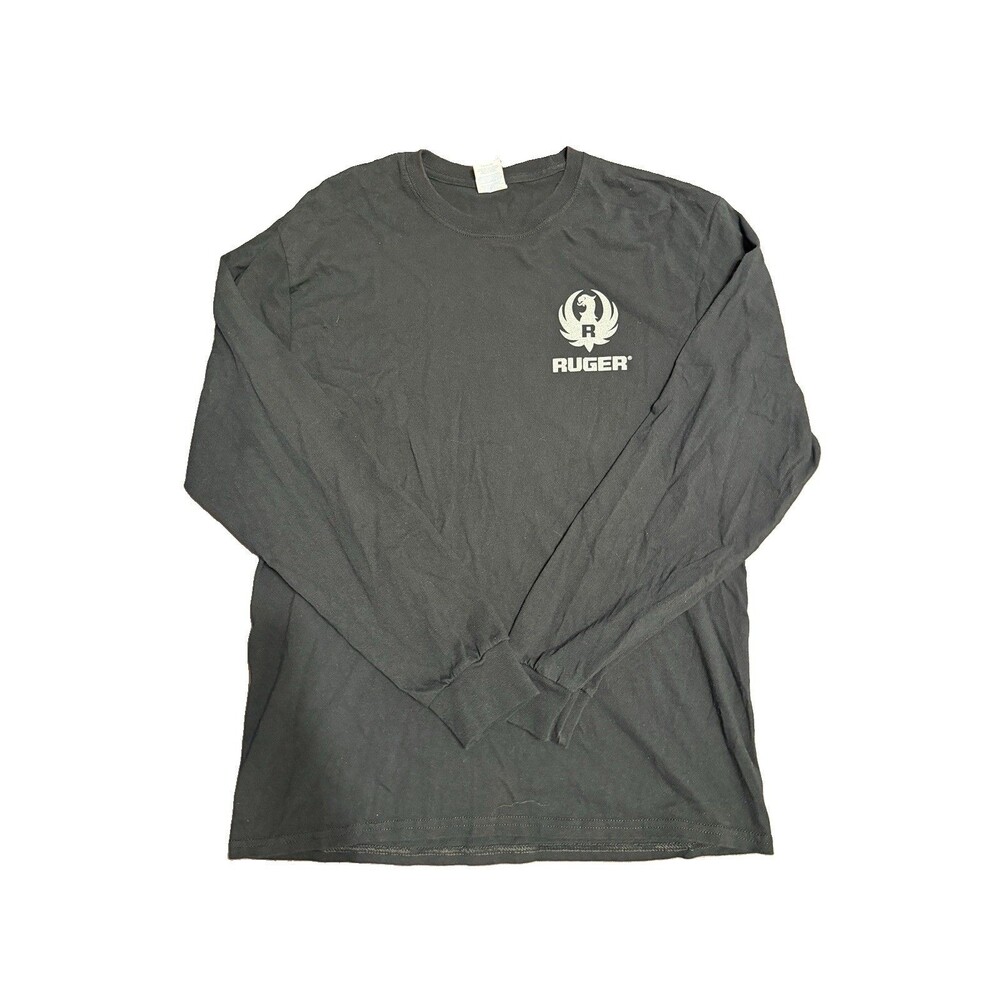Ruger Firearms T Shirt Mens Large Graphic Long Sleeve Black Tee, American Flag